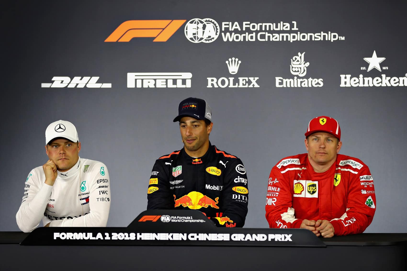 Valtteri Bottas, Daniel Ricciardo, Kimi Räikkönen