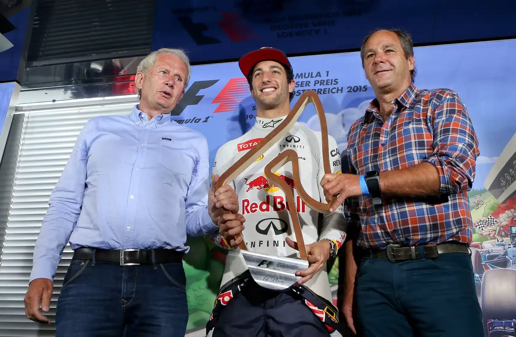 Dr. Helmut Marko, Daniel Ricciardo, Gerhard Berger