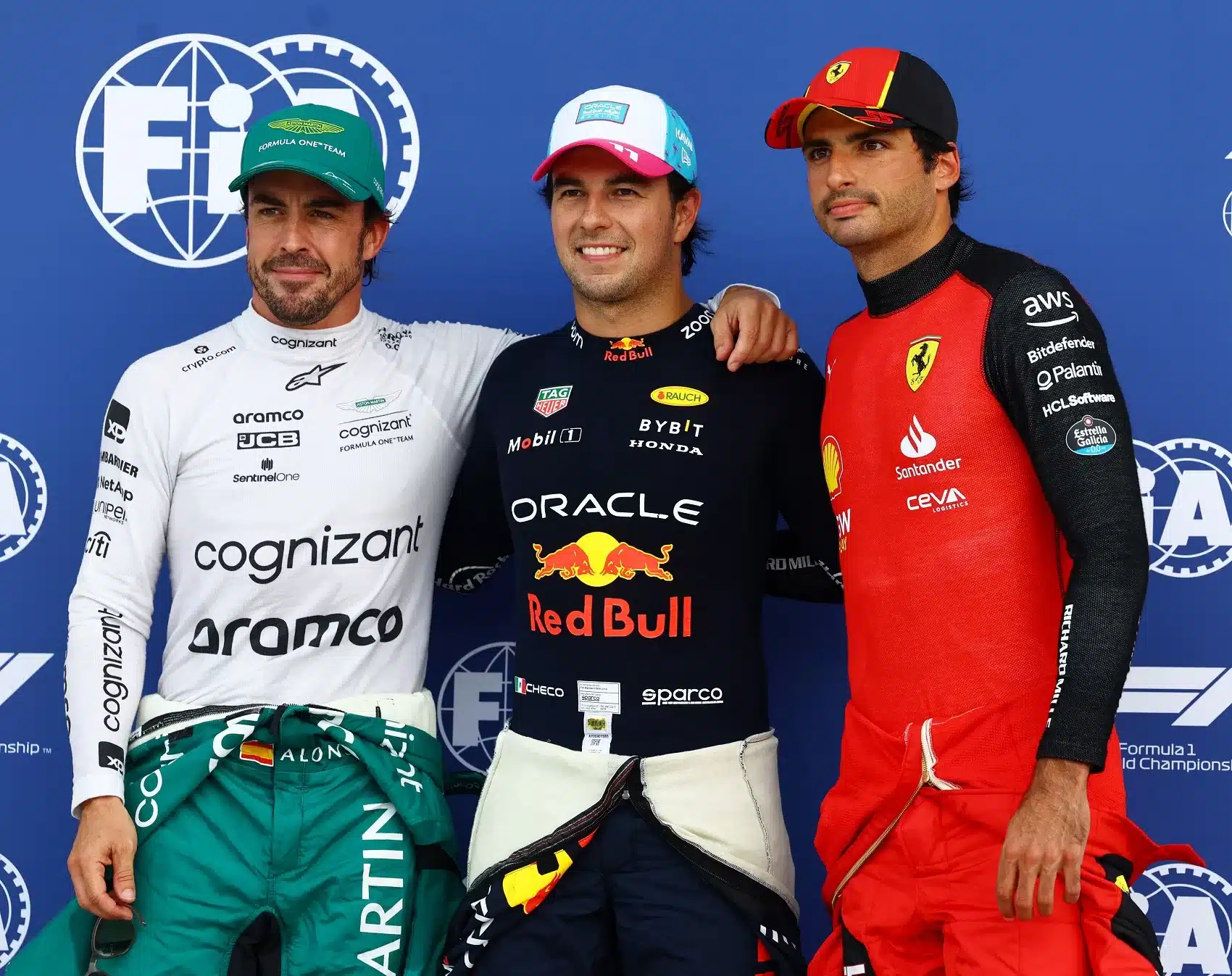 Sergio Perez, Fernando Alonso. Carlos Sainz