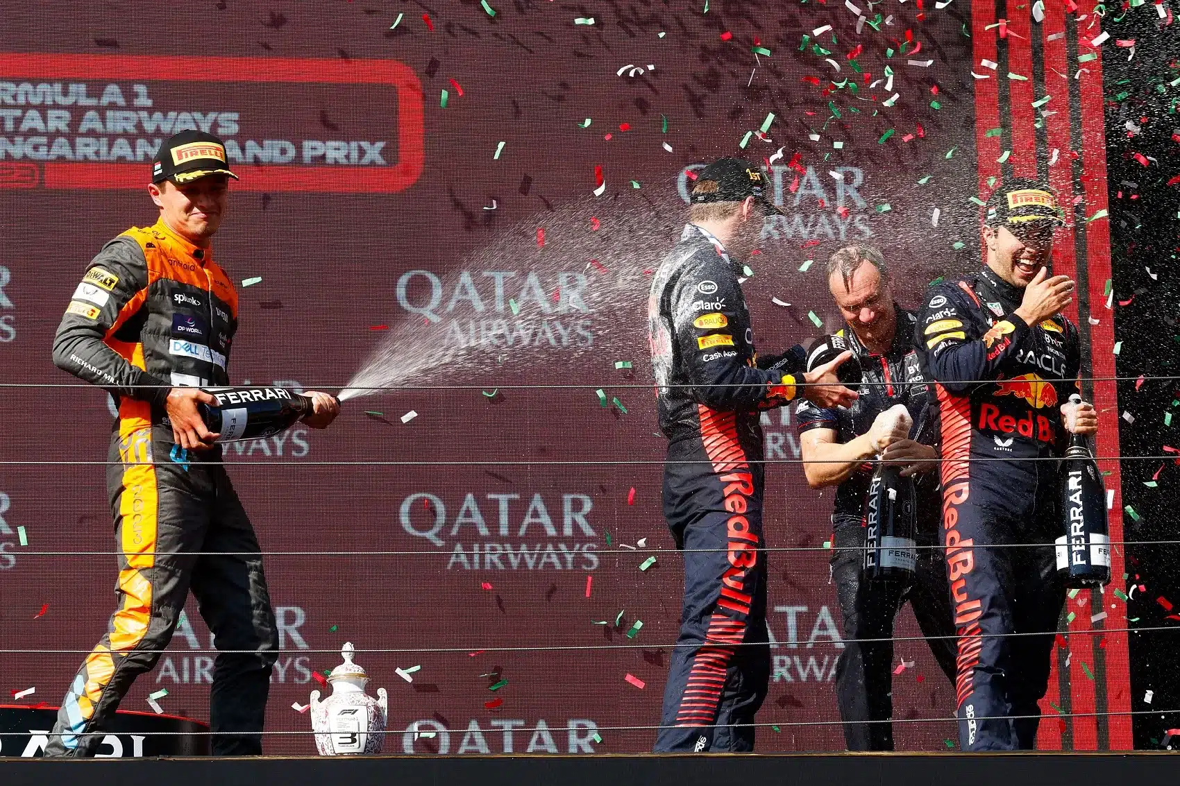 Lando Norris, Max Verstappen, Sergio Pérez