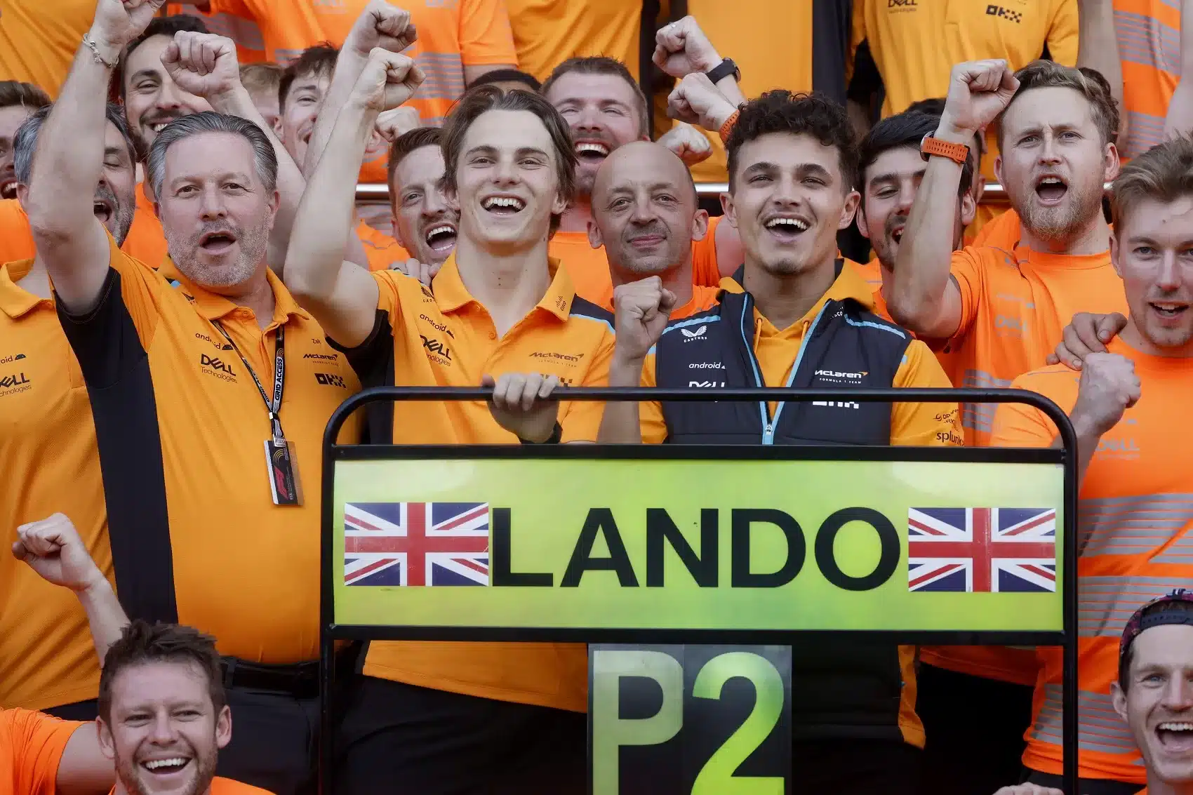 Zak Brown, Oscar Piastri, Lando Norris, mclaren
