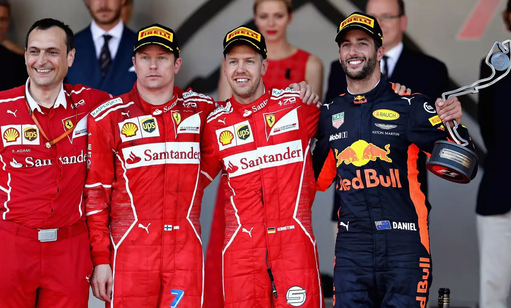 Sebastian Vettel, Kimi Räikkönen, Daniel Ricciardo