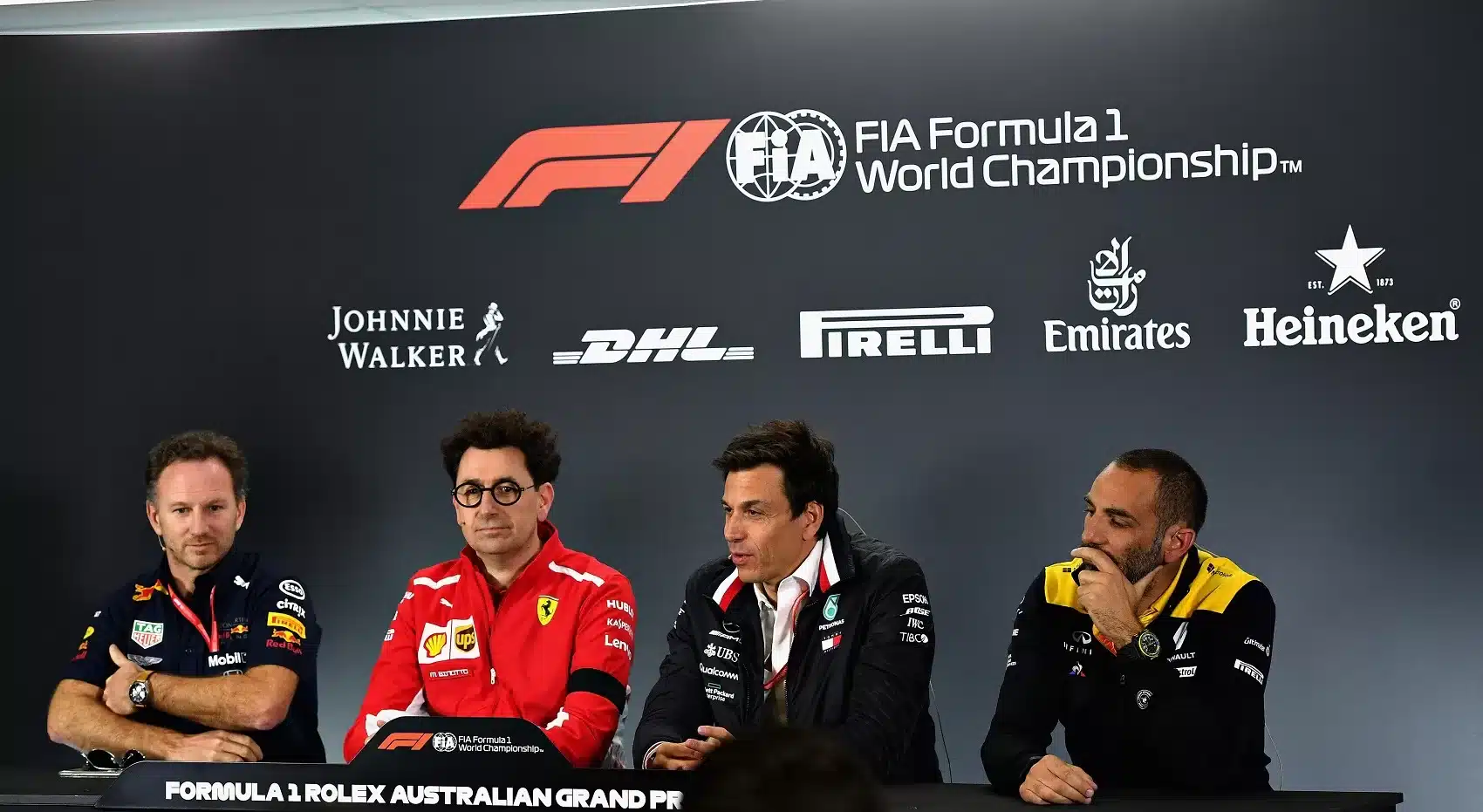 Christian Horner, Mattia Binotto, Toto Wolff, Cyril Abiteboul, alpine