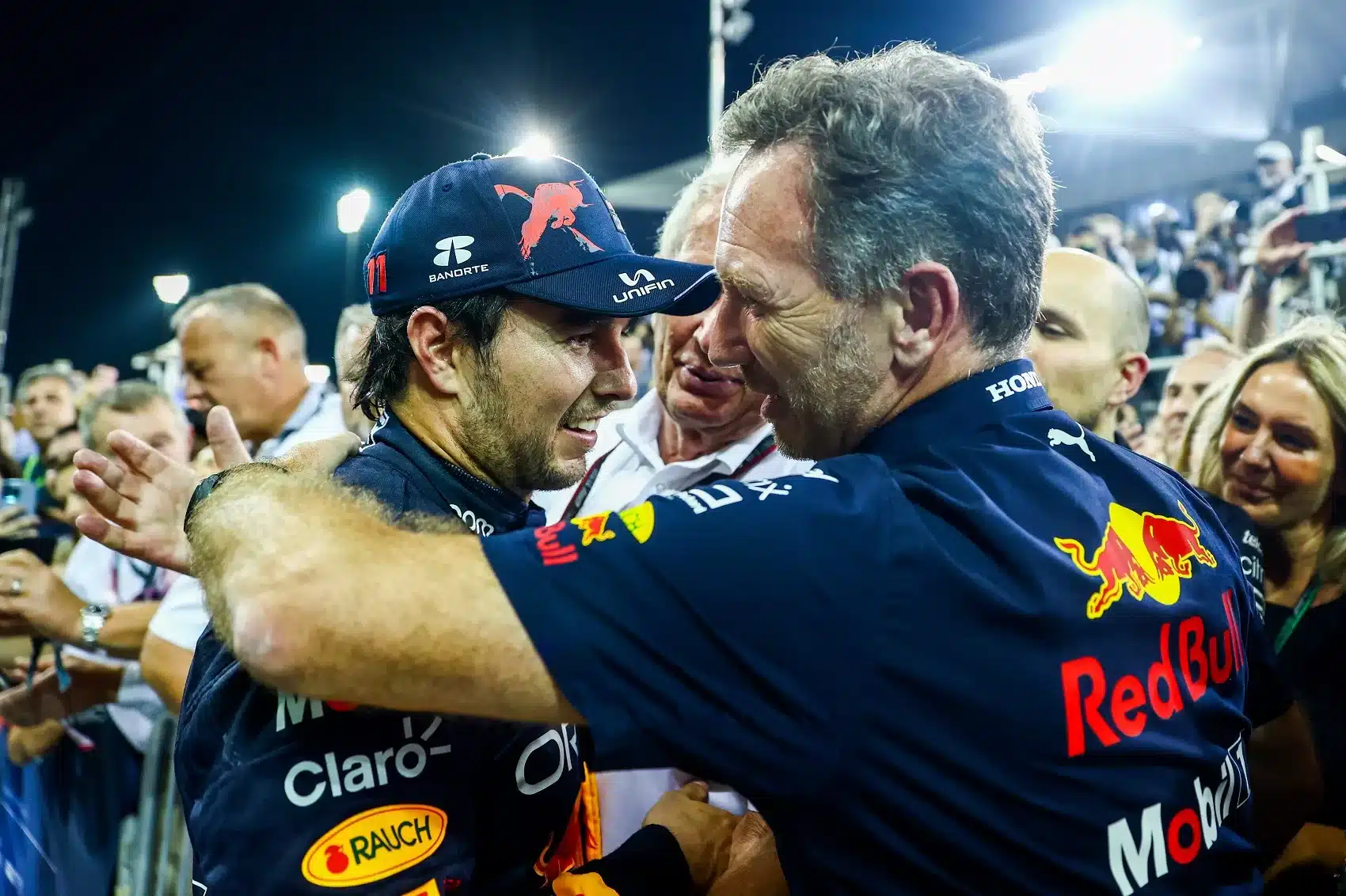 Sergio Perez, Helmut Marko, Christian Horner