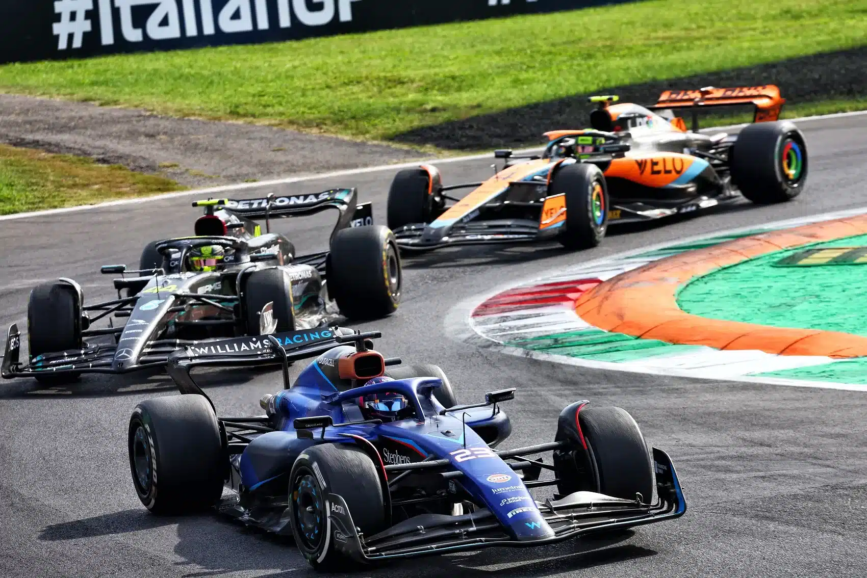 Alexander Albon, Lewis Hamilton, Lando Norris