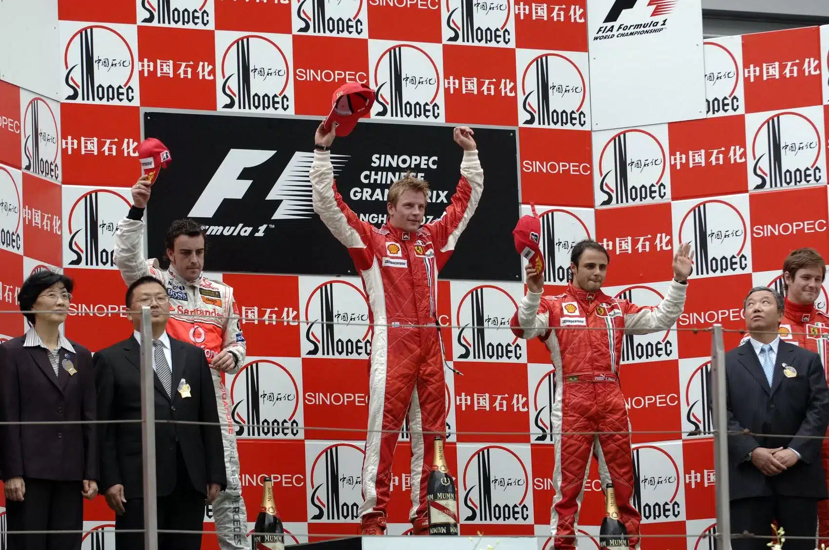 Fernando Alonso, Kimi Räikkönen, Felipe Massa, 2007, Hamilton