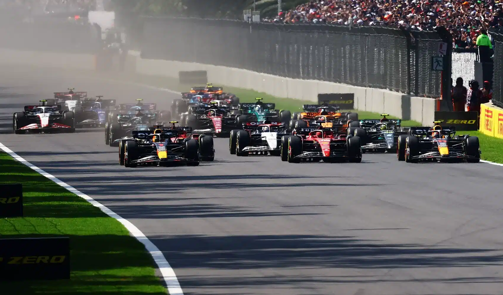 Max Verstappen, Charles Leclerc, Sergio Perez