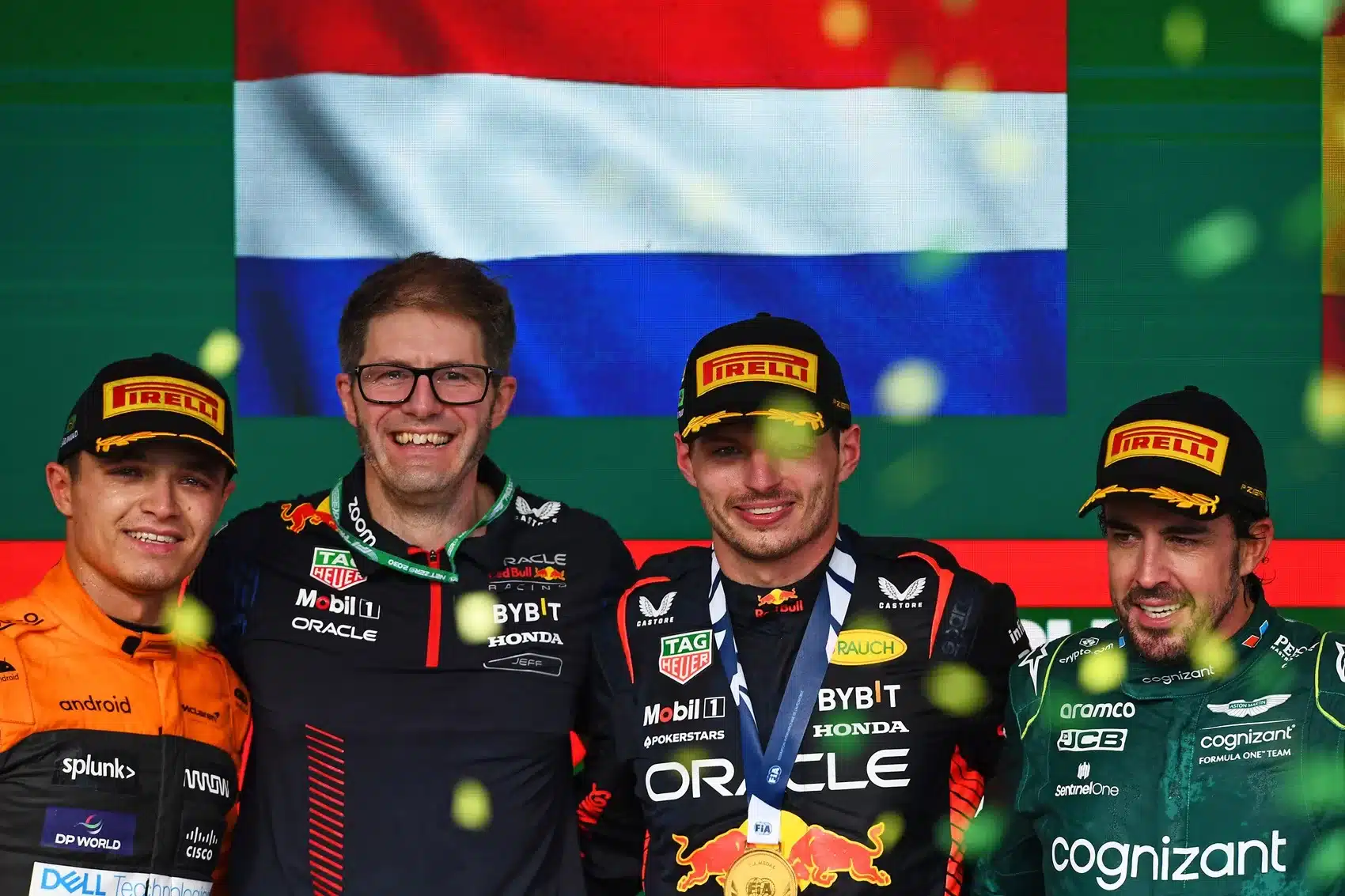 Lando Norris, Max Verstappen, Fernando Alonso