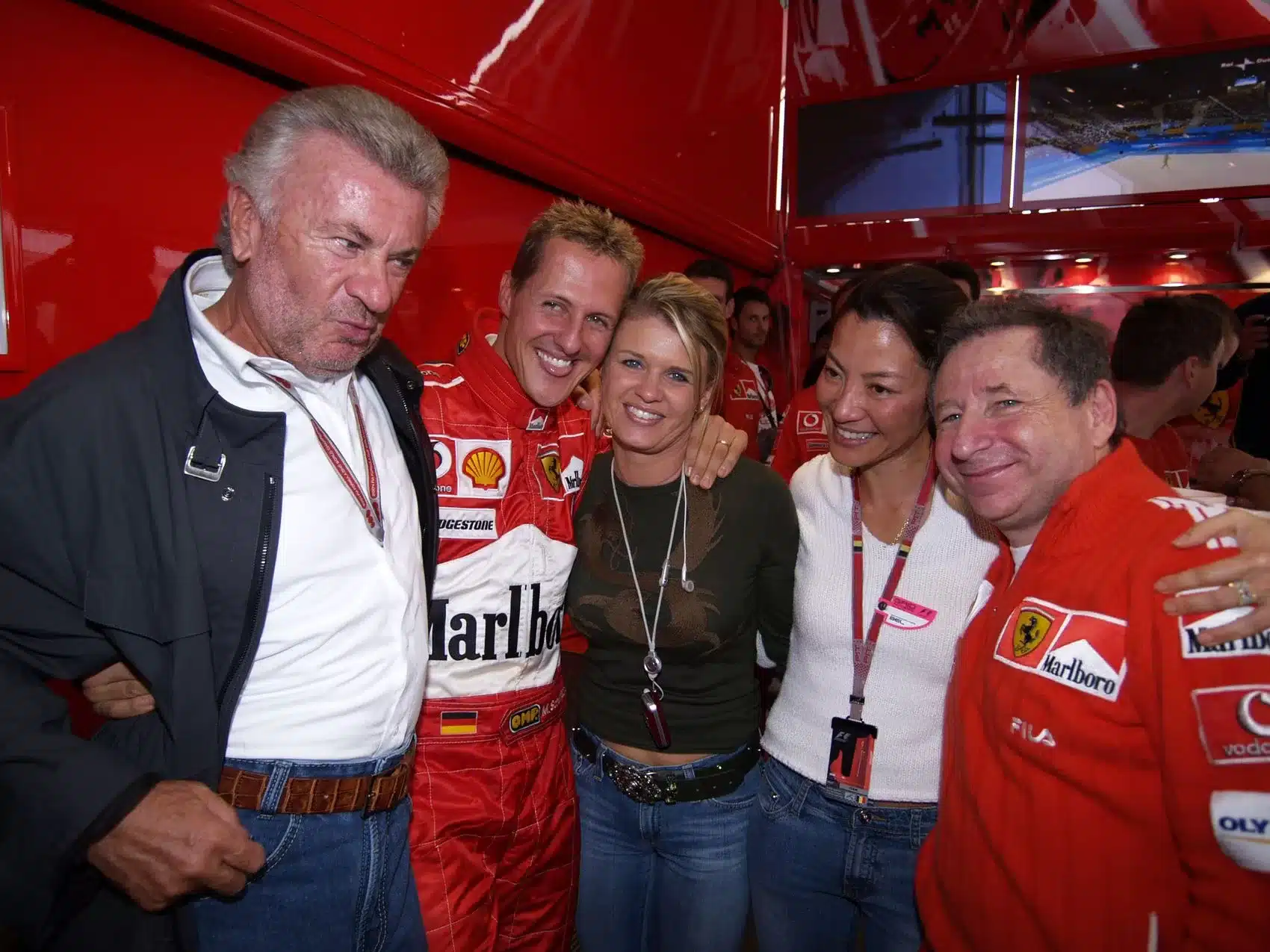 Willi Weber, Michael Schumacher, Corinna Schumacher, Michelle Yeoh, Jean Todt