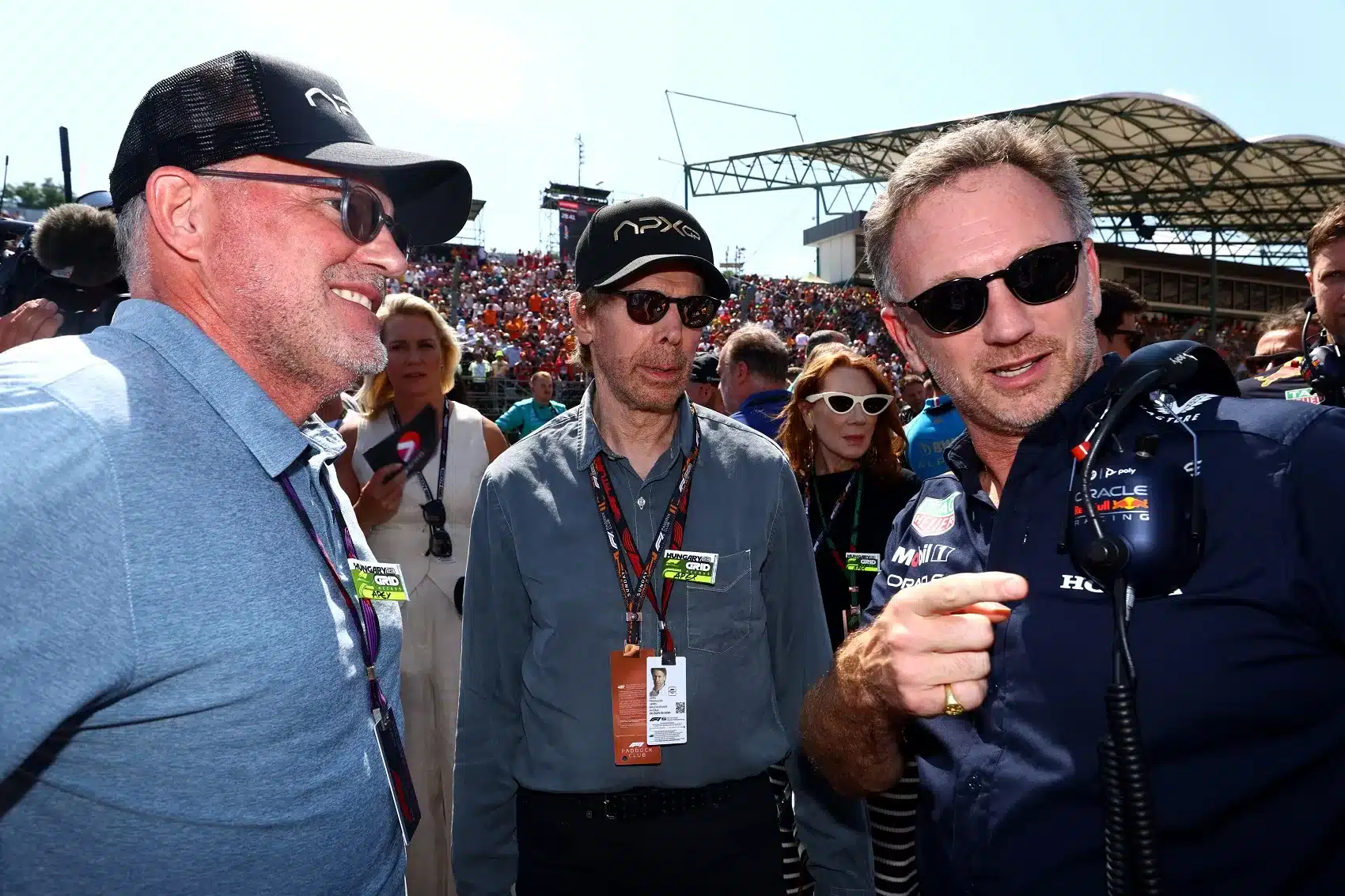 Christian Horner, Chad Oman, Jerry Bruckheimer, verstappen