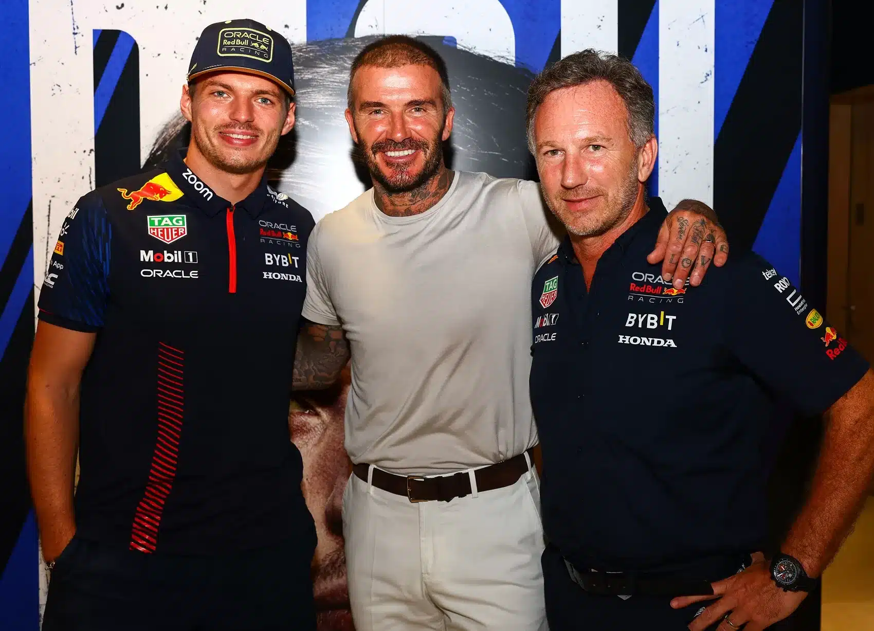 Max Verstappen, David Beckham, Christian Horner