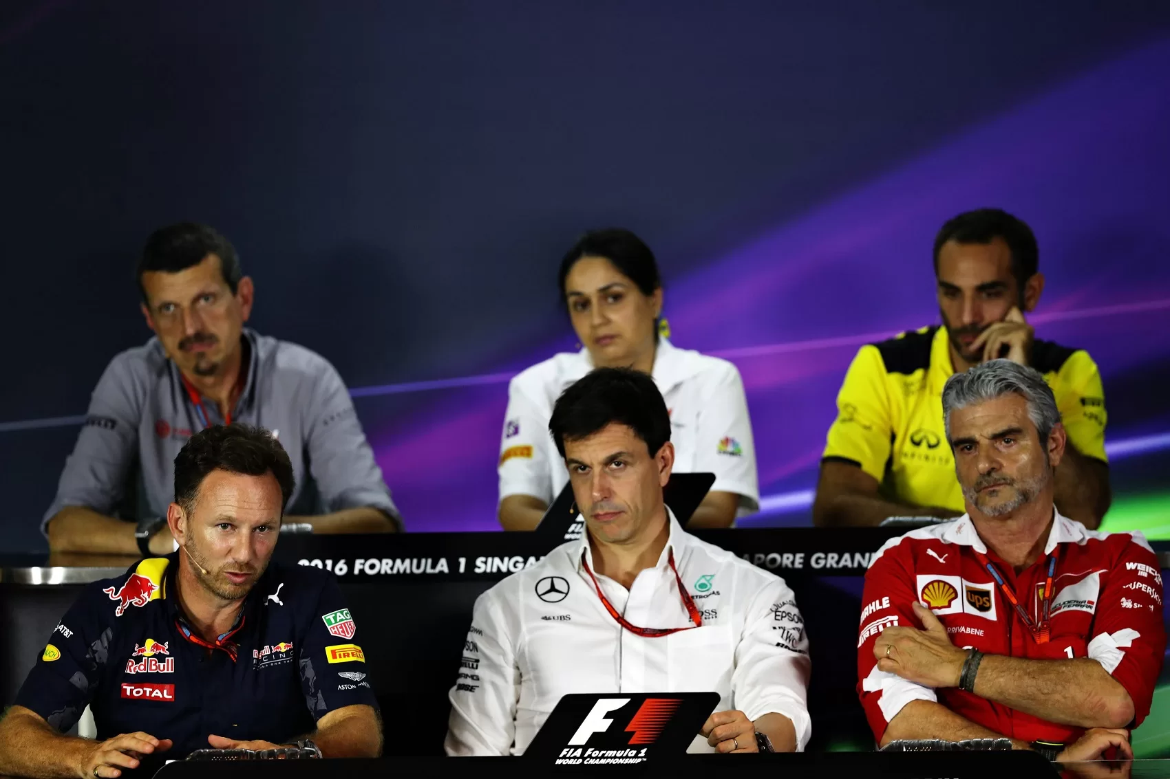 Günther Steiner, Monisha Kaltenborn, Cyril Abiteboul, Maurizio Arrivabene, Toto Wolff, Christian Horner
