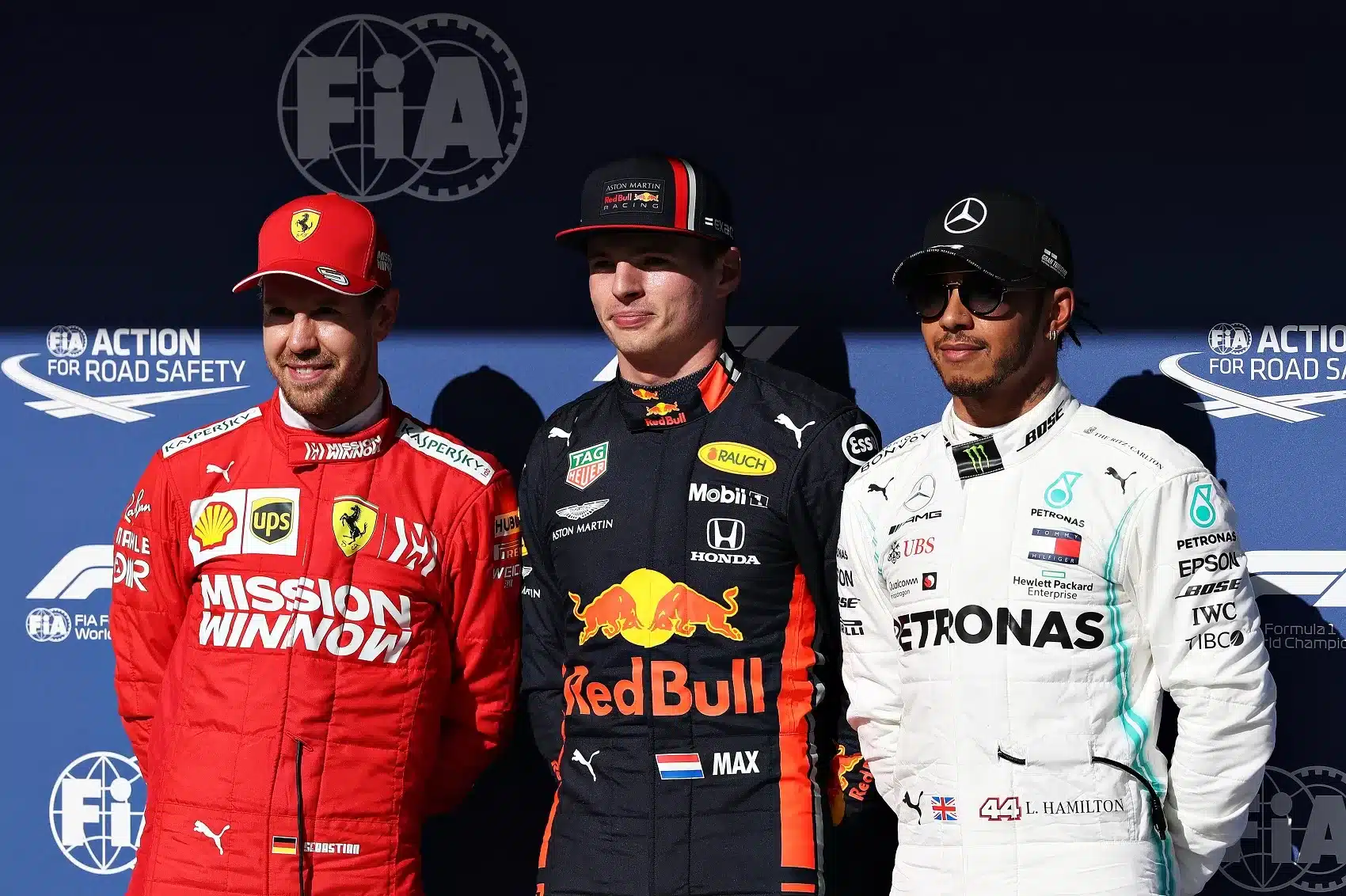 Max Verstappen, Sebastian Vettel, Lewis Hamilton