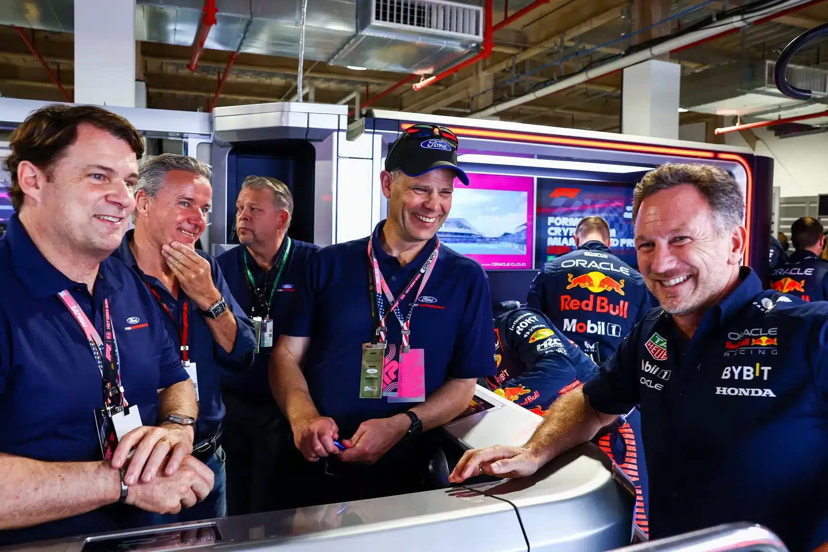 Jim Farley, Mark Rushbrook, Christian Horner, ford, red bull
