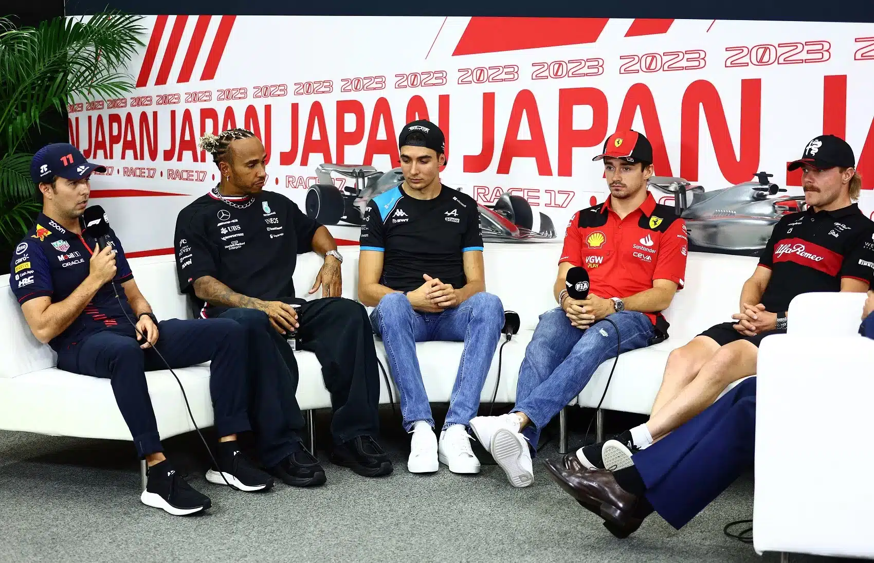Sergio Pérez, Lewis Hamilton, Esteban Ocon, Charles Leclerc, Valtteri Bottas