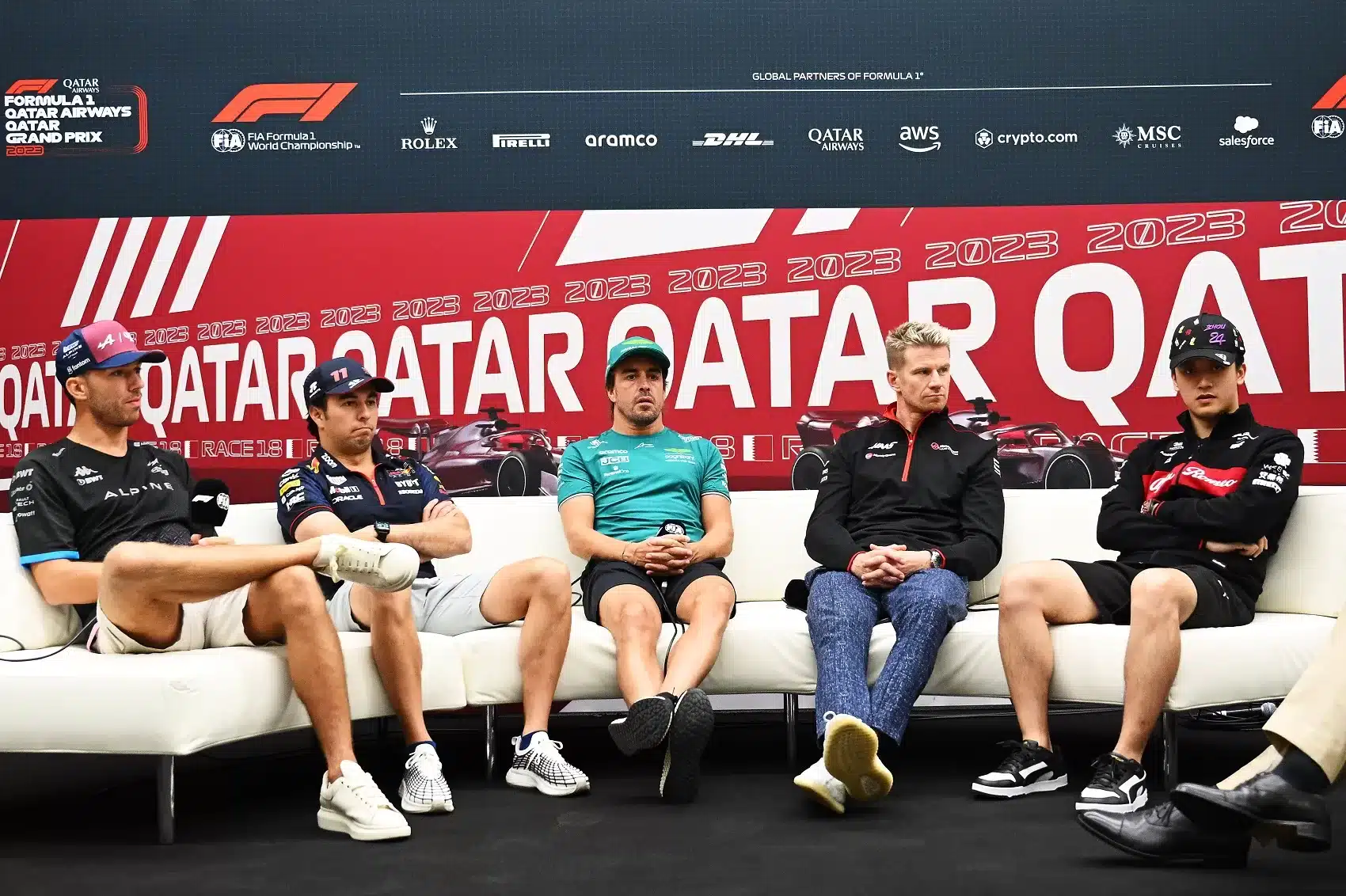 Pierre Gasly, Sergio Pérez, Fernando Alonso, Nico Hülkenberg, Guanyu Zhou