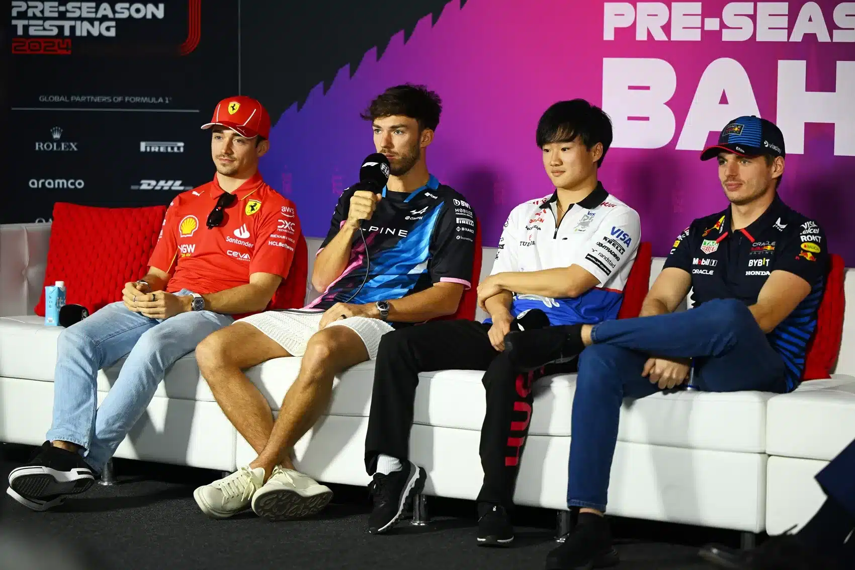Charles Leclerc, Pierre Gasly, Yuki Tsunoda, Max Verstappen, F1