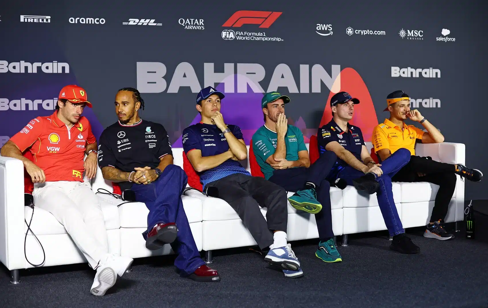 Carlos Sainz, Lewis Hamilton, Alexander Albon, Fernando Alonso, Max Verstappen, Lando Norris, F1