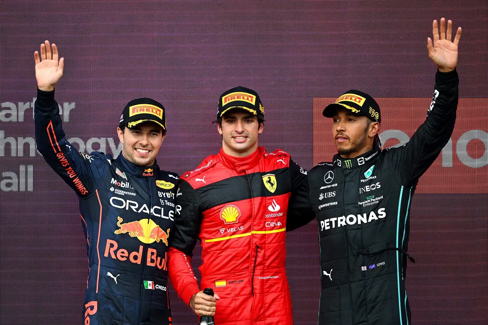 Carlos Sainz, Sergio Perez, Lewis Hamilton