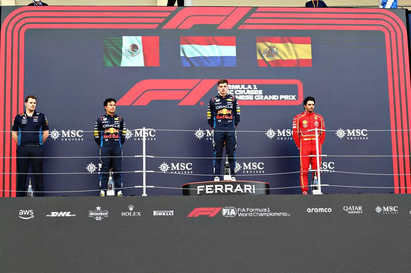 Sergio Pérez, Max Verstappen, Carlos Sainz