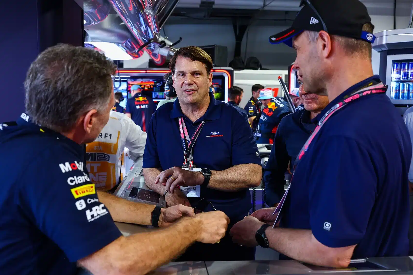 Jim Farley, Mark Rushbrook, Christian Horner, ford, red bull