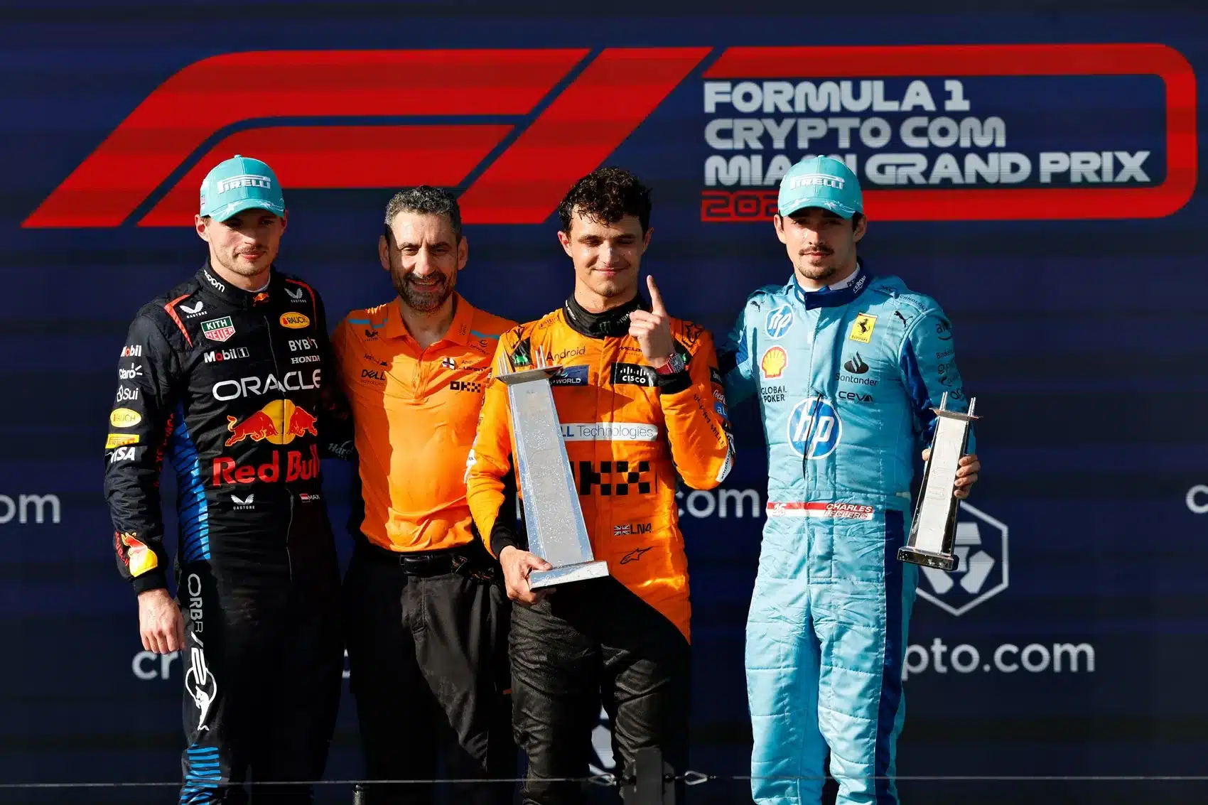 Lando Norris, Max Verstappen, Charles Leclerc, F1 Miami Nagydíj