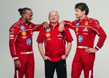 Ferrari 2025: Lewis Hamilton, Frederic Vasseur, Charles Lecelerc
