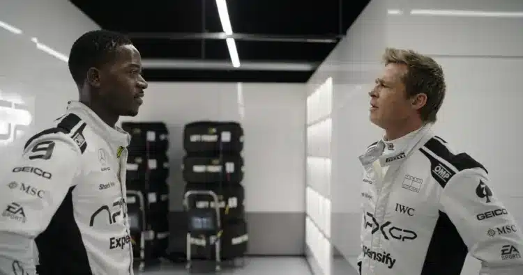 F1: The movie (F1 film) Damson Idris, mint Josh Pearce és Brad Pitt, mint Sonny Hayes