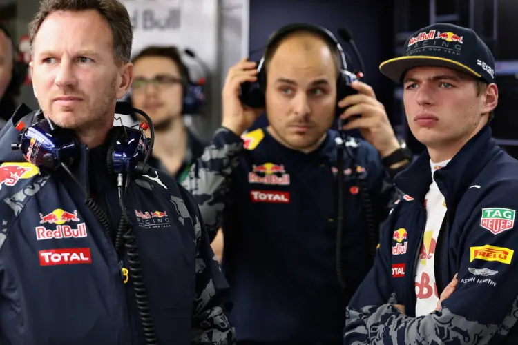 Max Verstappen, Gianpiero Lambiase, Christian Horner