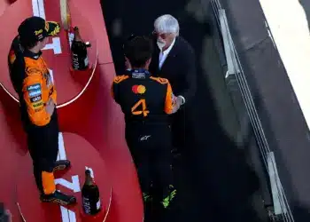Lando Norris, Oscar Piastri, Bernie Ecclestone