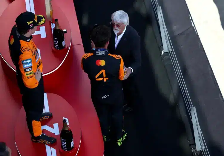 Lando Norris, Oscar Piastri, Bernie Ecclestone