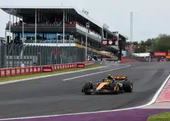 Lando Norris a Hungaroring célegyenesében