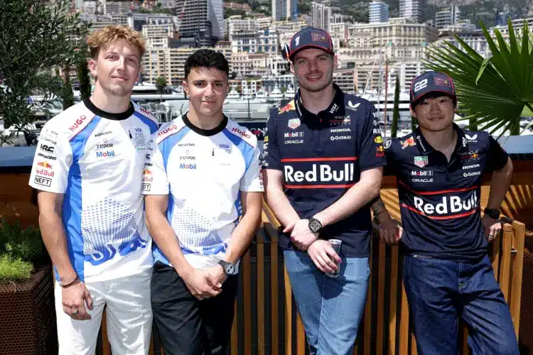 Liam Lawson, Isack Hadjar, Max Verstappen, Yuki Tsunoda