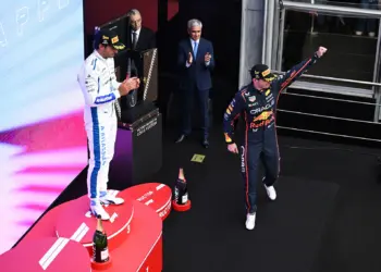 Carlos Sainz, Max Verstappen, 2025 Baku dobogó