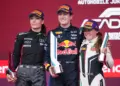 Emma Felbermayr (Audi, 2. hely), Alisha Palmowski (Red Bull, 1. hely), Megan Bruce (TAG Heuer, 3. hely) a dobógón. F1 Academy 2026 Kanada